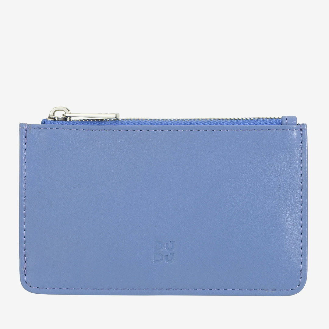 DUDU Porta Carte di Credito Uomo Donna in Pelle, Portafoglio Sottile Piccolo, 4 Porta Tessere Portacarte, con Chiusura a Cerniera