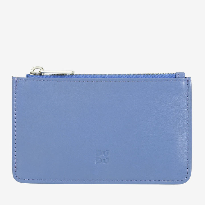 DUDU Porta Carte di Credito Uomo Donna in Pelle, Portafoglio Sottile Piccolo, 4 Porta Tessere Portacarte, con Chiusura a Cerniera