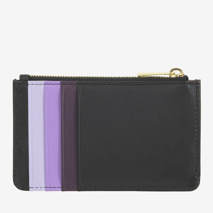 DUDU Porta Carte di Credito Uomo Donna in Pelle, Portafoglio Sottile Piccolo, 4 Porta Tessere Portacarte, con Chiusura a Cerniera