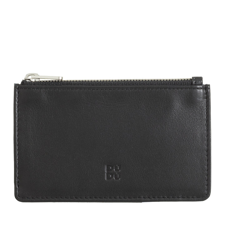 DUDU Porta Carte di Credito Uomo Donna in Pelle, Portafoglio Sottile Piccolo, 4 Porta Tessere Portacarte, con Chiusura a Cerniera