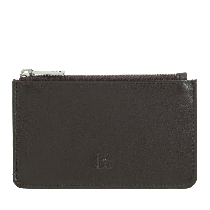 DUDU Porta Carte di Credito Uomo Donna in Pelle, Portafoglio Sottile Piccolo, 4 Porta Tessere Portacarte, con Chiusura a Cerniera