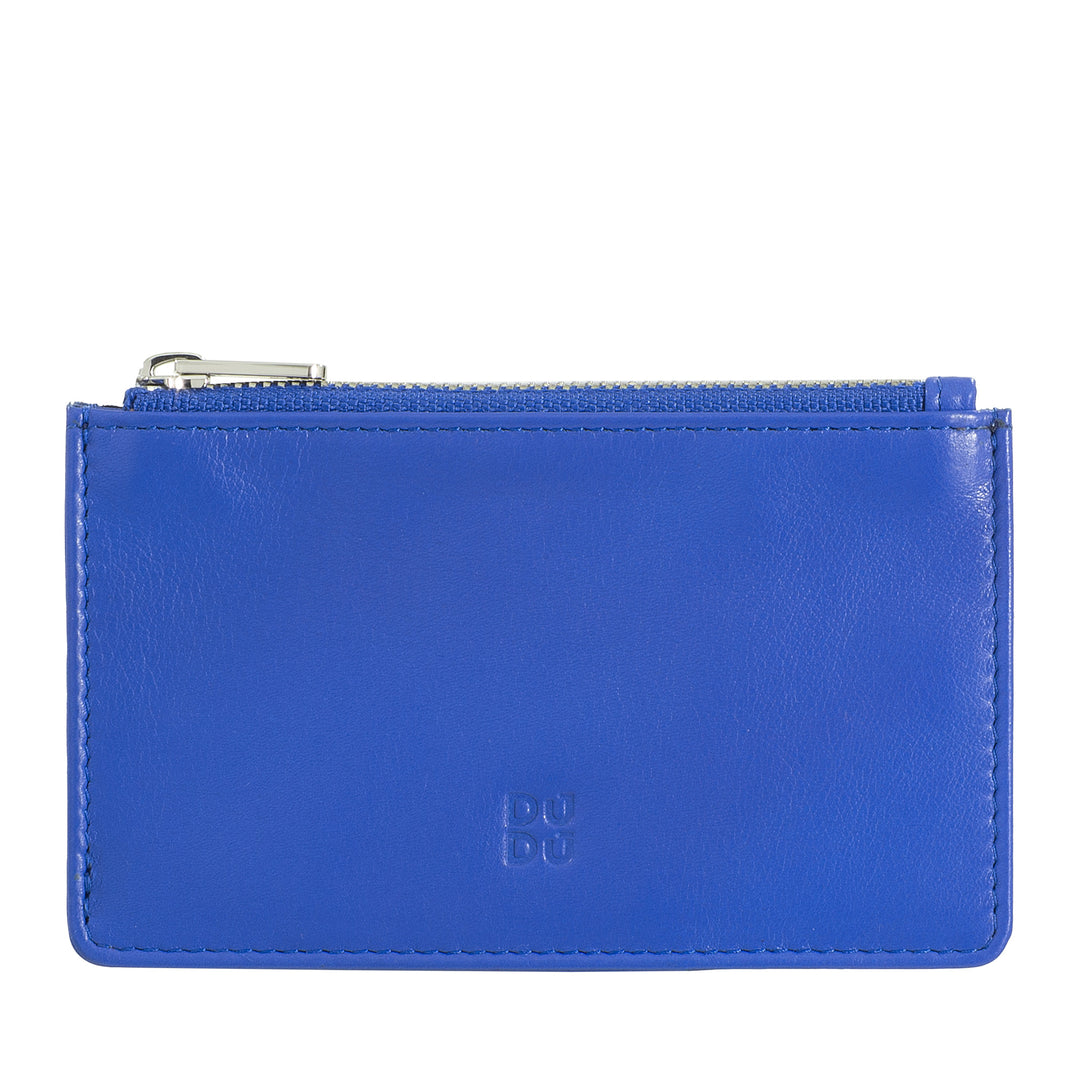 DUDU Porta Carte di Credito Uomo Donna in Pelle, Portafoglio Sottile Piccolo, 4 Porta Tessere Portacarte, con Chiusura a Cerniera