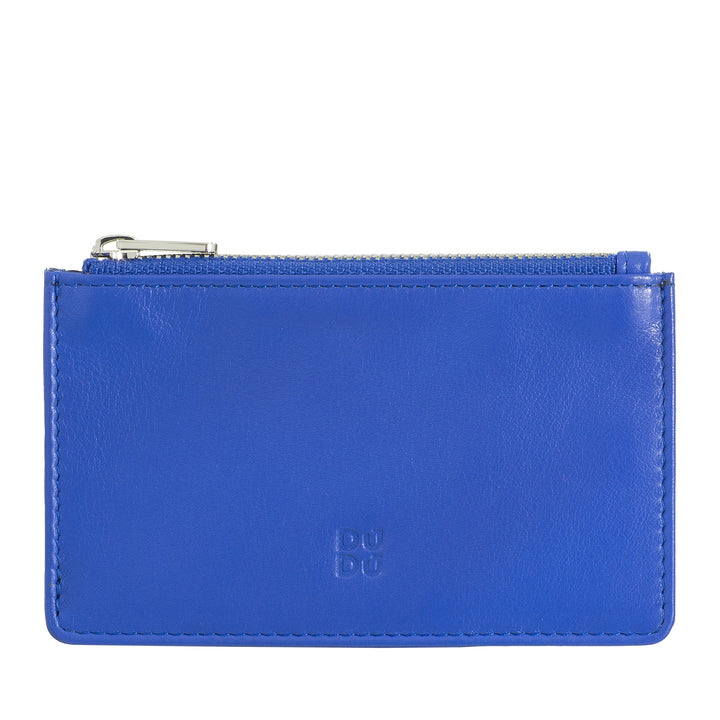 DUDU Porta Carte di Credito Uomo Donna in Pelle, Portafoglio Sottile Piccolo, 4 Porta Tessere Portacarte, con Chiusura a Cerniera