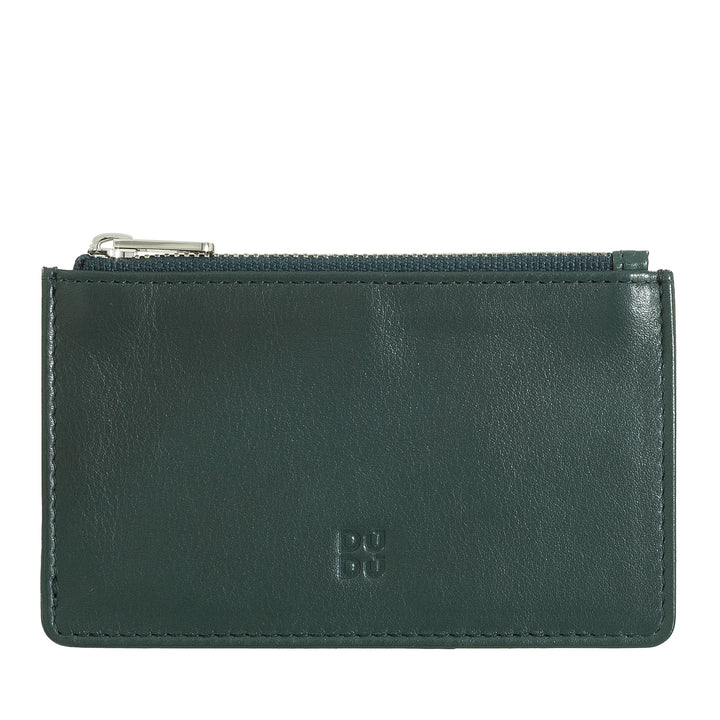 DUDU Porta Carte di Credito Uomo Donna in Pelle, Portafoglio Sottile Piccolo, 4 Porta Tessere Portacarte, con Chiusura a Cerniera