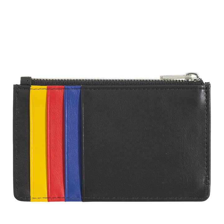DUDU Porta Carte di Credito Uomo Donna in Pelle, Portafoglio Sottile Piccolo, 4 Porta Tessere Portacarte, con Chiusura a Cerniera