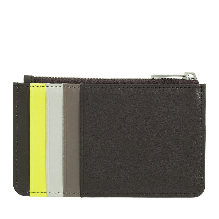 DUDU Porta Carte di Credito Uomo Donna in Pelle, Portafoglio Sottile Piccolo, 4 Porta Tessere Portacarte, con Chiusura a Cerniera