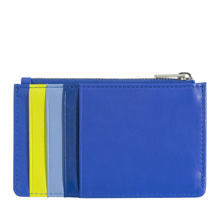 DUDU Porta Carte di Credito Uomo Donna in Pelle, Portafoglio Sottile Piccolo, 4 Porta Tessere Portacarte, con Chiusura a Cerniera