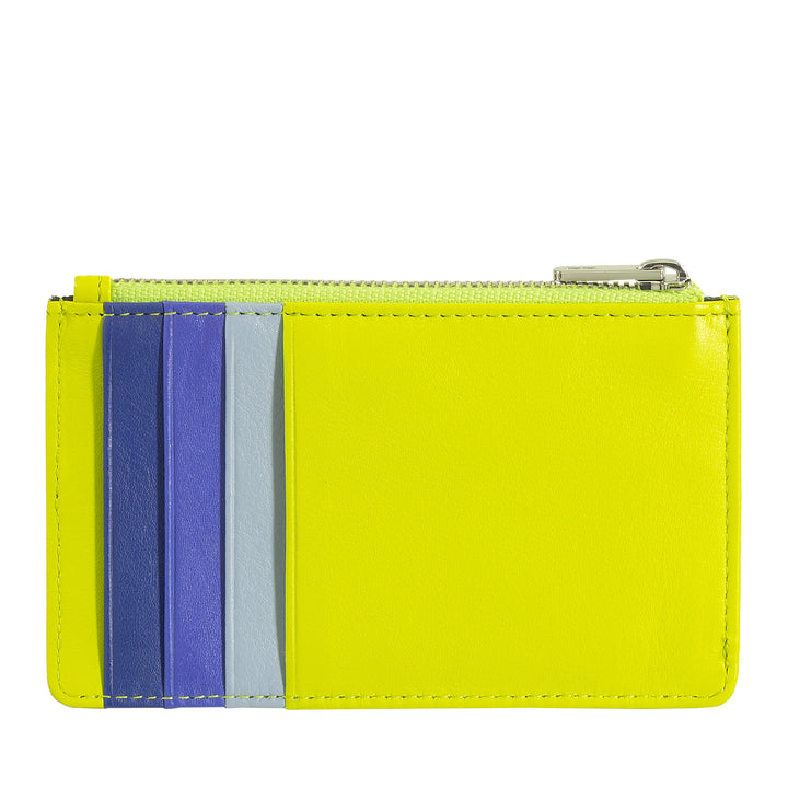 DUDU Porta Carte di Credito Uomo Donna in Pelle, Portafoglio Sottile Piccolo, 4 Porta Tessere Portacarte, con Chiusura a Cerniera