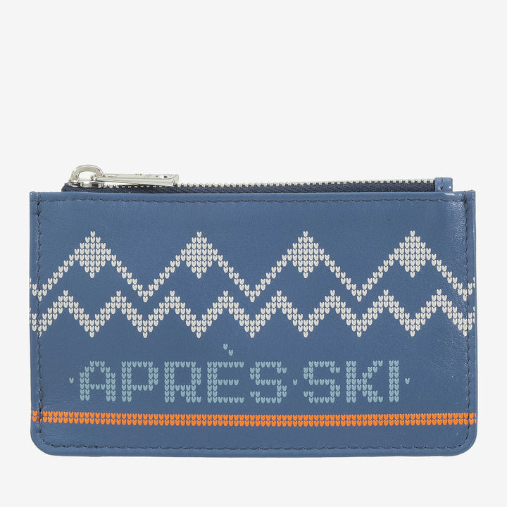 DUDU Porta Carte di Credito Uomo Donna in Pelle, Portafoglio Sottile Piccolo Après Ski, 4 Porta Tessere Portacarte, Portamonete a Cerniera Zip