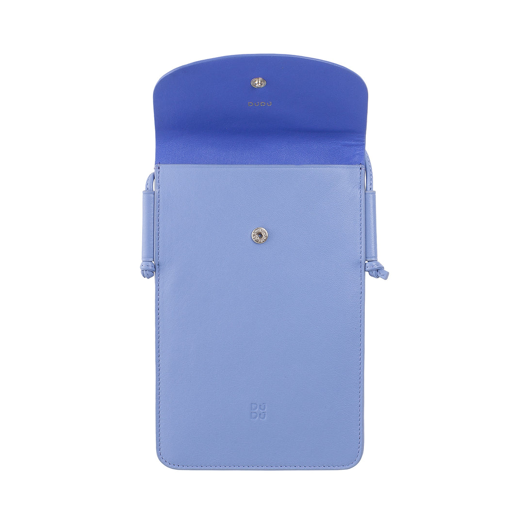 DUDU Custodia Porta Cellulare da Collo in Pelle, Astuccio Porta Smartphone fino a 6,7 Pollici con Bottone, Laccio Tracolla Regolabile, Design Sottile