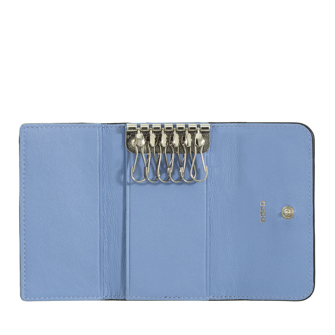 DUDU Portachiavi in Pelle con 6 Ganci, Astuccio Borsellino Portachiavi Uomo Donna – Elegante, Pratico e Compatto per Organizzare le Chiavi