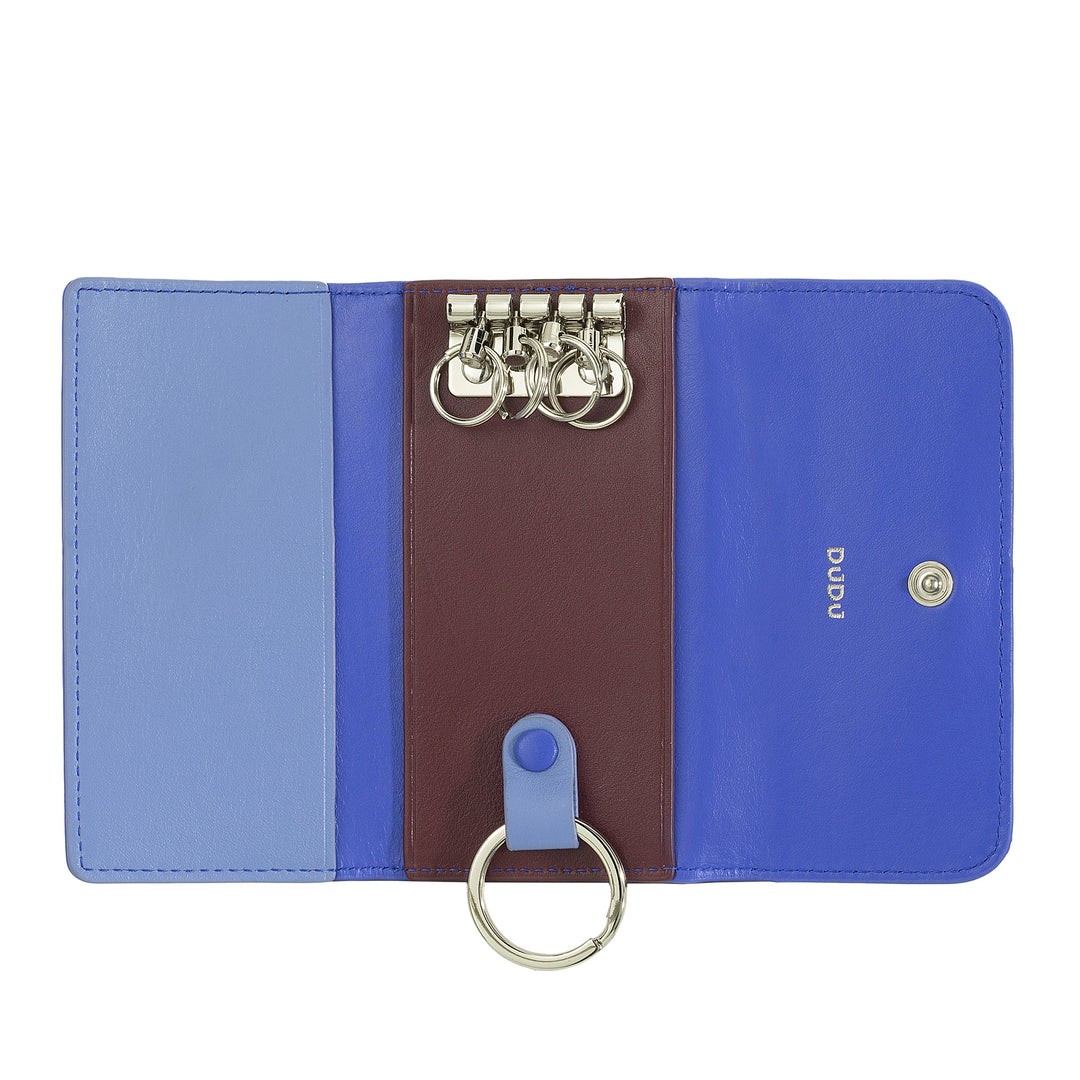DUDU Astuccio Portachiavi in Pelle Colorato con 5 Anelli per Chiavi di Casa Auto, Design Minimal, con Bottone