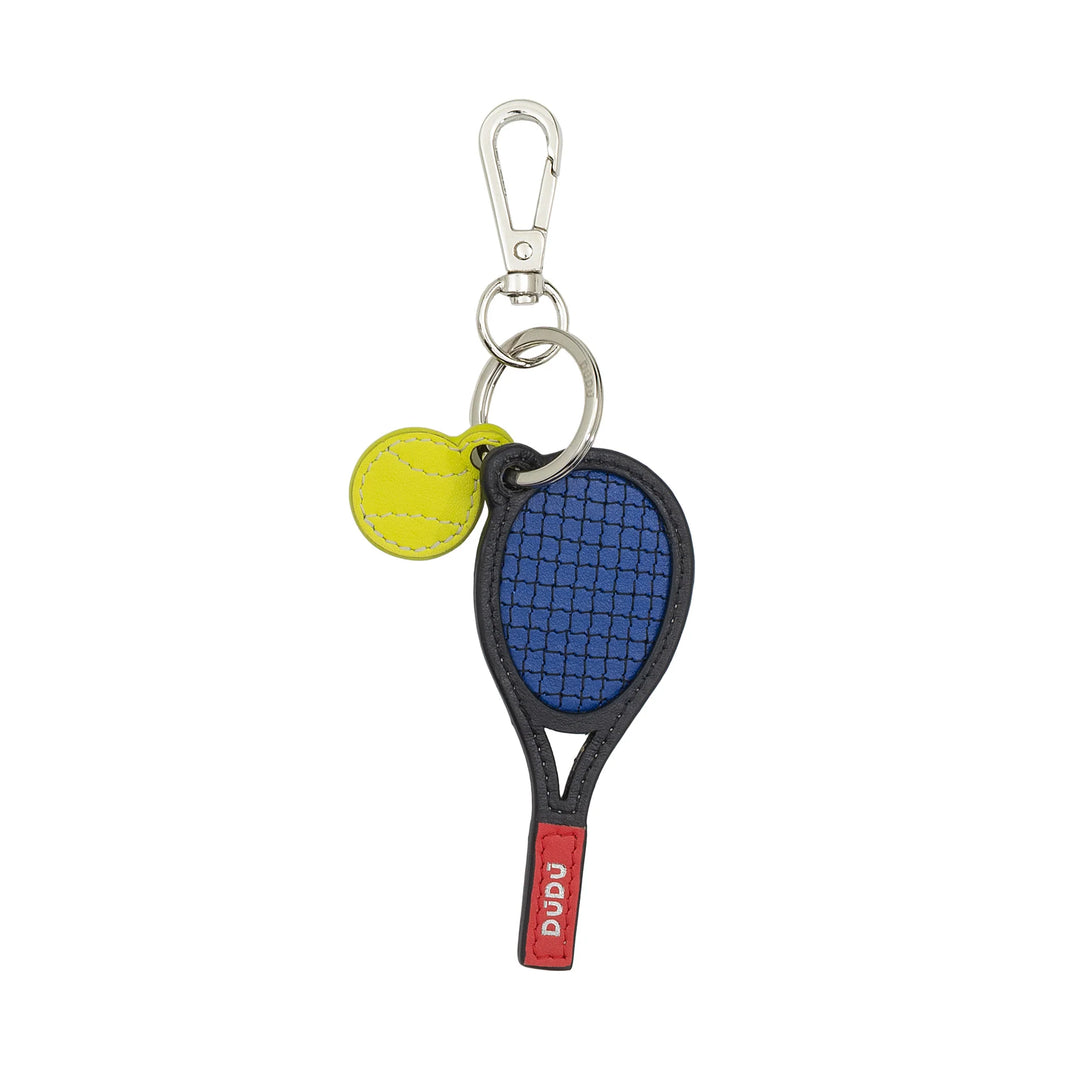 DUDU Portachiavi Racchetta da Tennis in Pelle con Moschettone – Charm Portachiavi Sportivo Tennis per Chiavi, Borsa o Zaino