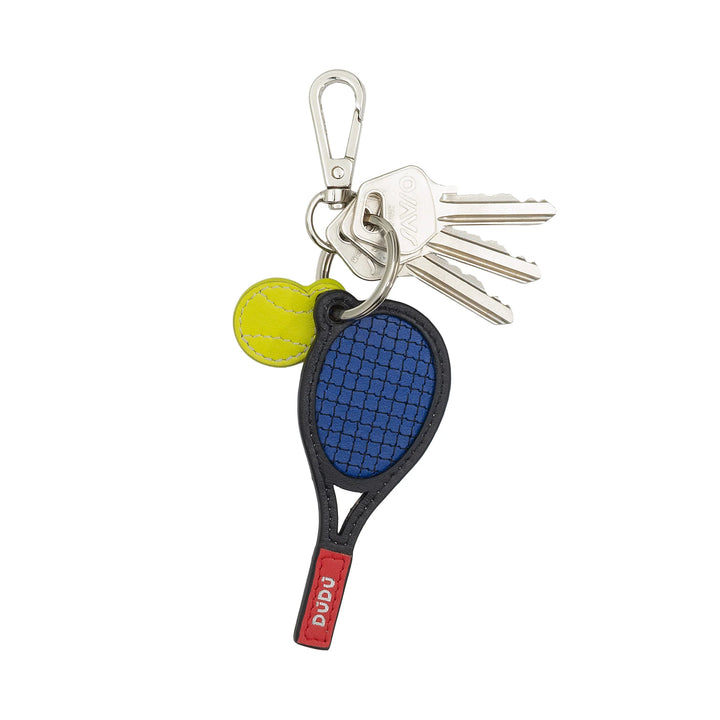 DUDU Portachiavi Racchetta da Tennis in Pelle con Moschettone – Charm Portachiavi Sportivo Tennis per Chiavi, Borsa o Zaino