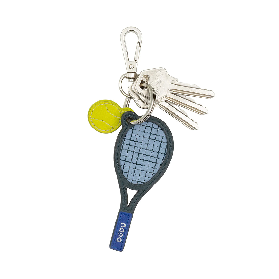 DUDU Portachiavi Racchetta da Tennis in Pelle con Moschettone – Charm Portachiavi Sportivo Tennis per Chiavi, Borsa o Zaino