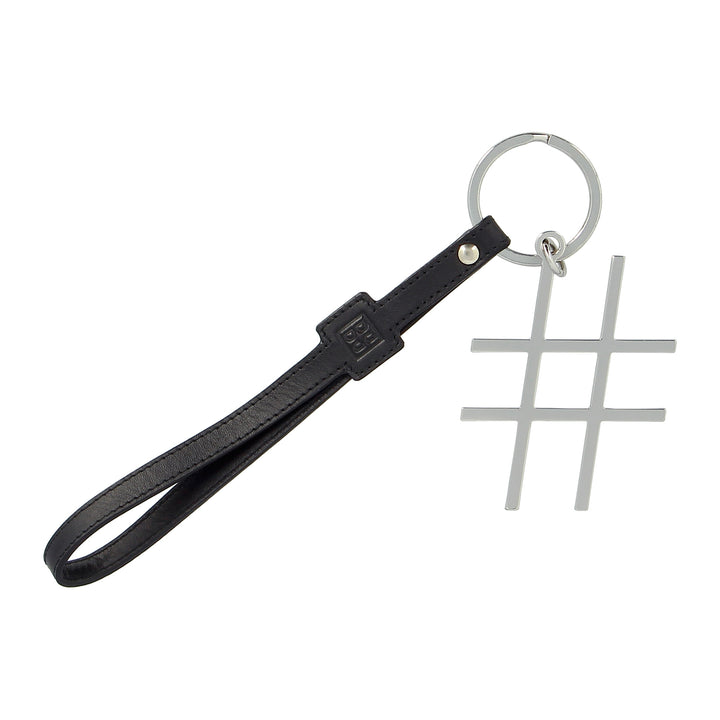 DUDU Portachiavi a Forma di Hashtag in Pelle da Donna con Anello