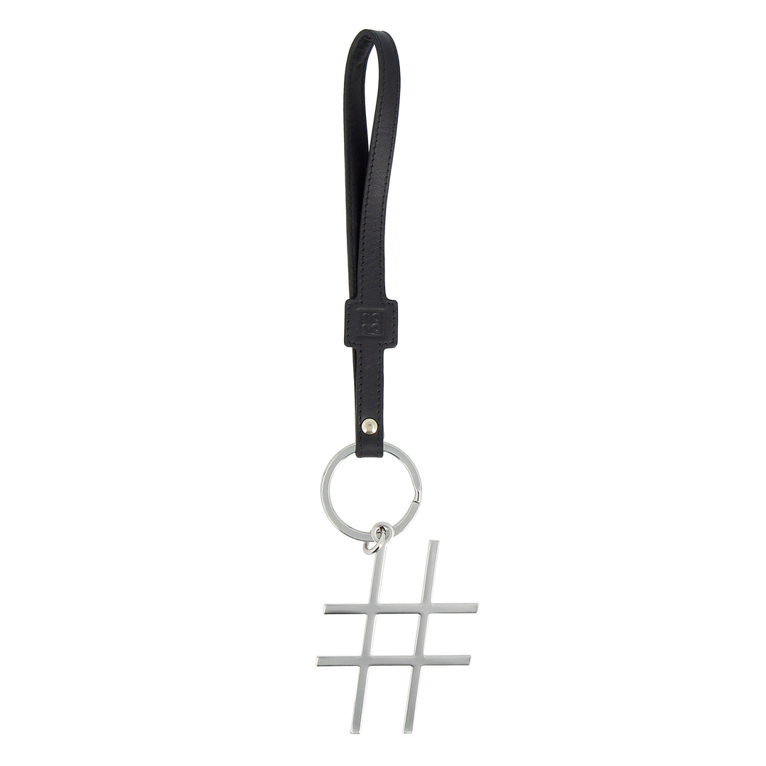 DUDU Portachiavi a Forma di Hashtag in Pelle da Donna con Anello