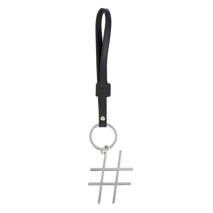 DUDU Portachiavi a Forma di Hashtag in Pelle da Donna con Anello