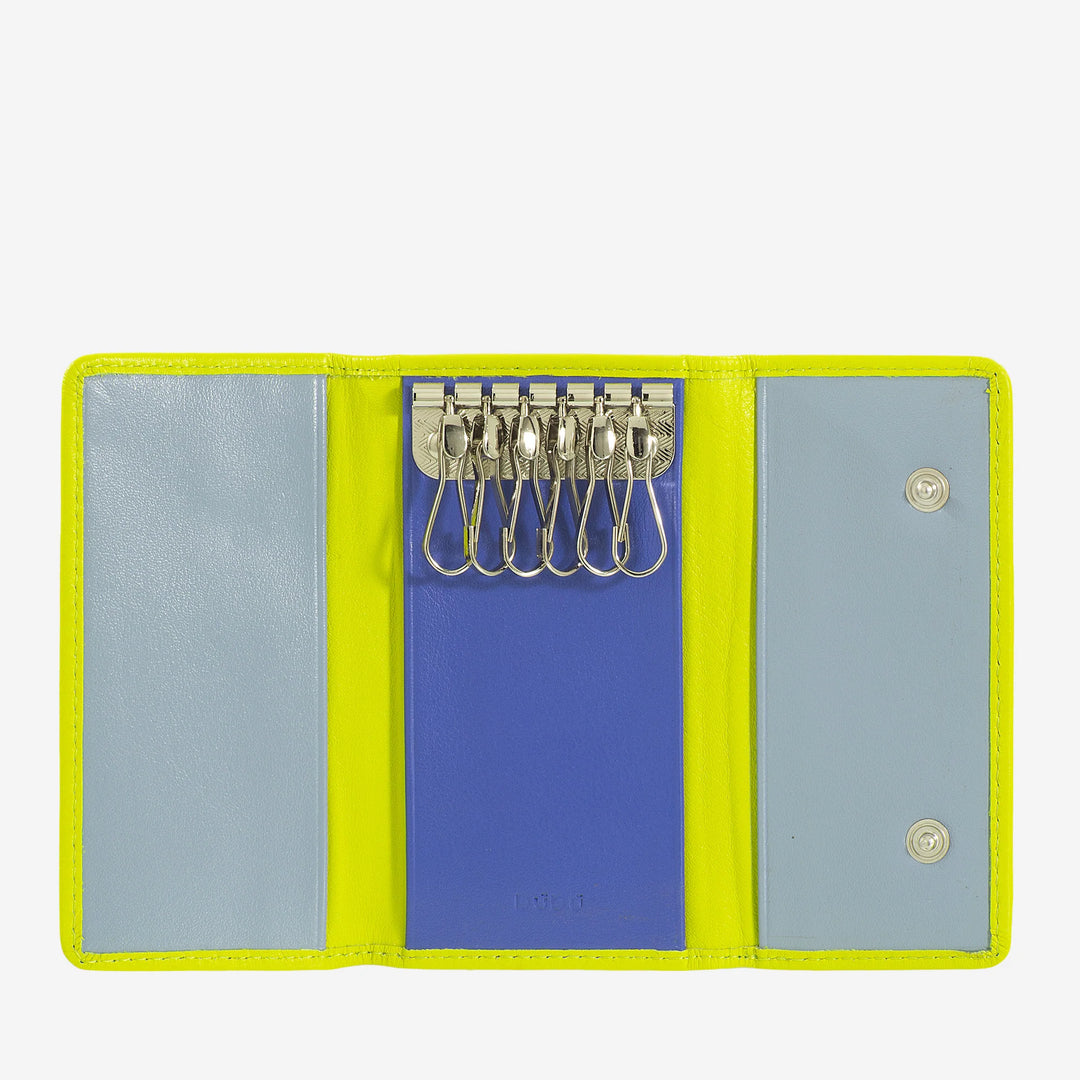 DUDU Portachiavi Classico in Vera Pelle Uomo Donna Multicolore a 6 Ganci