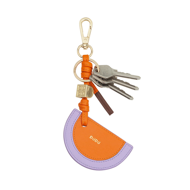 DUDU Portachiavi in Pelle con Anguria, Portachiavi Simpatico Colorato, con Anello e Moschettone, Portachiavi di Design