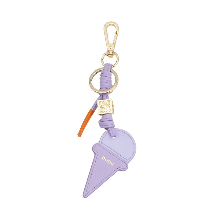 DUDU Portachiavi in Pelle con Cono Gelato, Portachiavi Uomo Donna, con Anello e Moschettone, Portachiavi Estivo Design