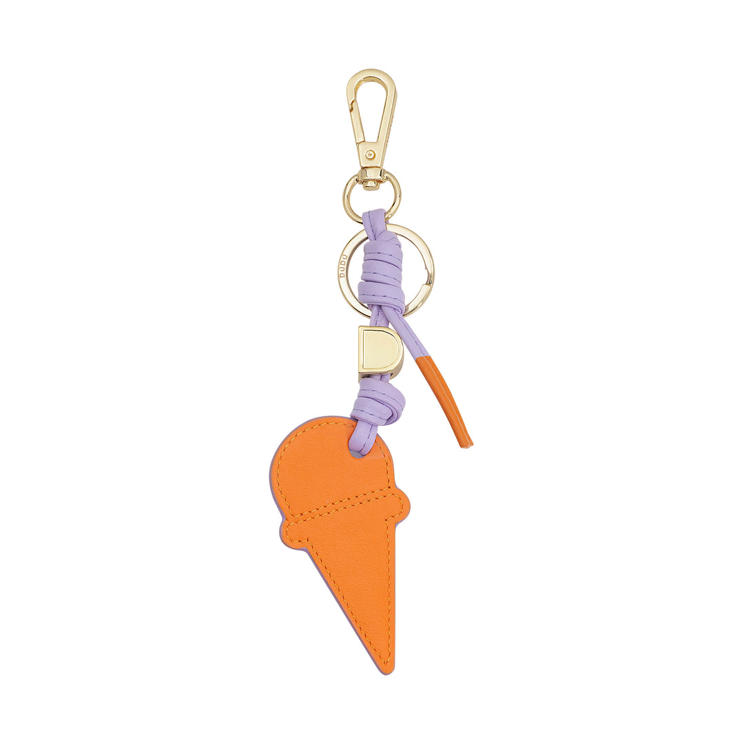 DUDU Portachiavi in Pelle con Cono Gelato, Portachiavi Uomo Donna, con Anello e Moschettone, Portachiavi Estivo Design