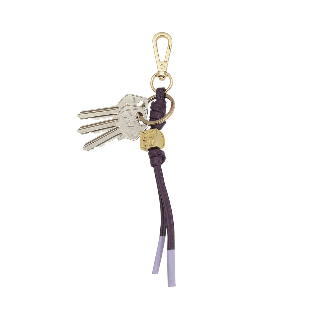 DUDU Portachiavi in Pelle Minimalista, Portachiavi per Uomo Donna con Moschettone e Anello, Design Minimal Compatto Leggero