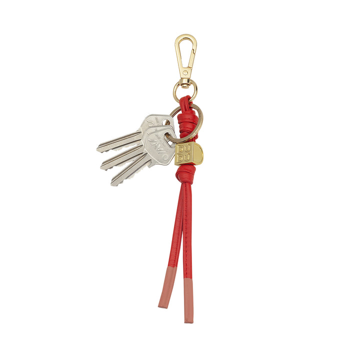DUDU Portachiavi in Pelle Minimalista, Portachiavi per Uomo Donna con Moschettone e Anello, Design Minimal Compatto Leggero
