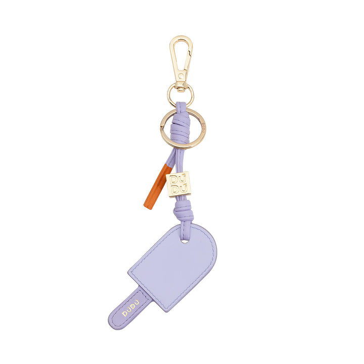DUDU Portachiavi in Pelle Stecco di Gelato, Portachiavi per Donna Uomo con Anello e Moschettone, Design Estivo Colorato