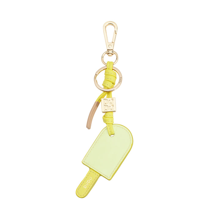 DUDU Portachiavi in Pelle Stecco di Gelato, Portachiavi per Donna Uomo con Anello e Moschettone, Design Estivo Colorato