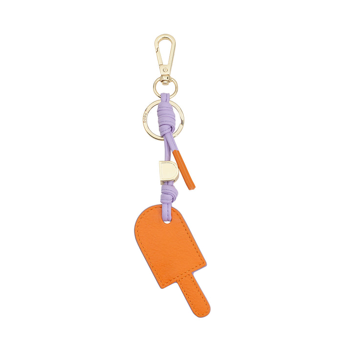DUDU Portachiavi in Pelle Stecco di Gelato, Portachiavi per Donna Uomo con Anello e Moschettone, Design Estivo Colorato