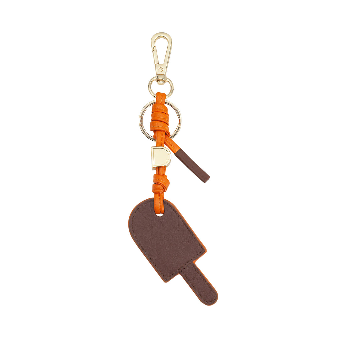 DUDU Portachiavi in Pelle Stecco di Gelato, Portachiavi per Donna Uomo con Anello e Moschettone, Design Estivo Colorato