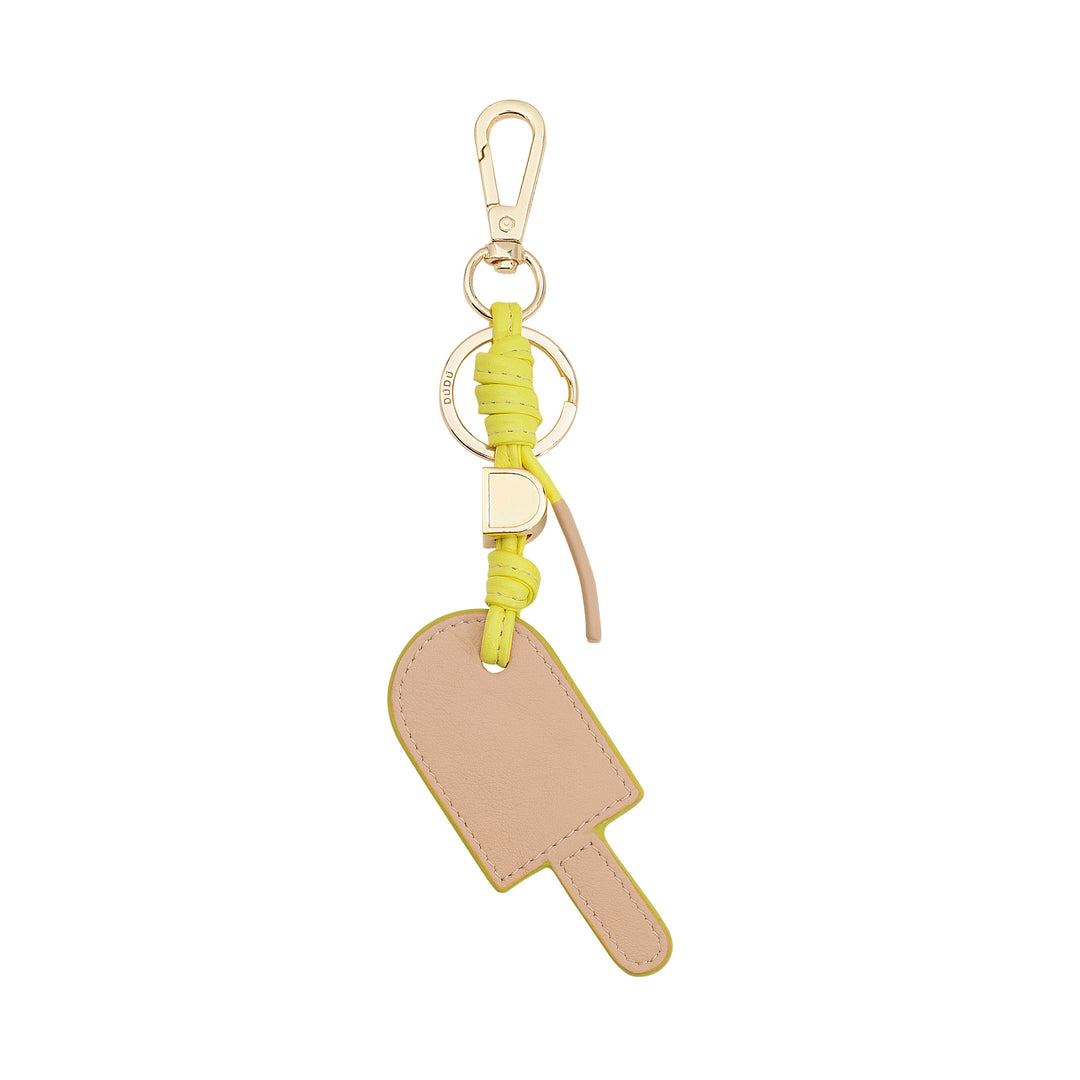 DUDU Portachiavi in Pelle Stecco di Gelato, Portachiavi per Donna Uomo con Anello e Moschettone, Design Estivo Colorato