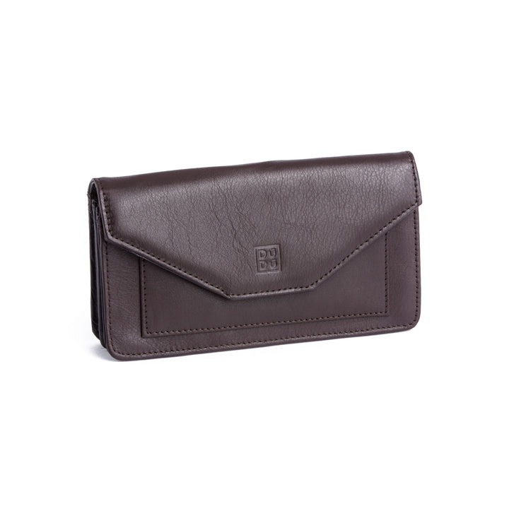 DUDU Portafoglio donna Astuccio Busta Borsellino in pelle Burro con Portamonete chiusura a Bottone