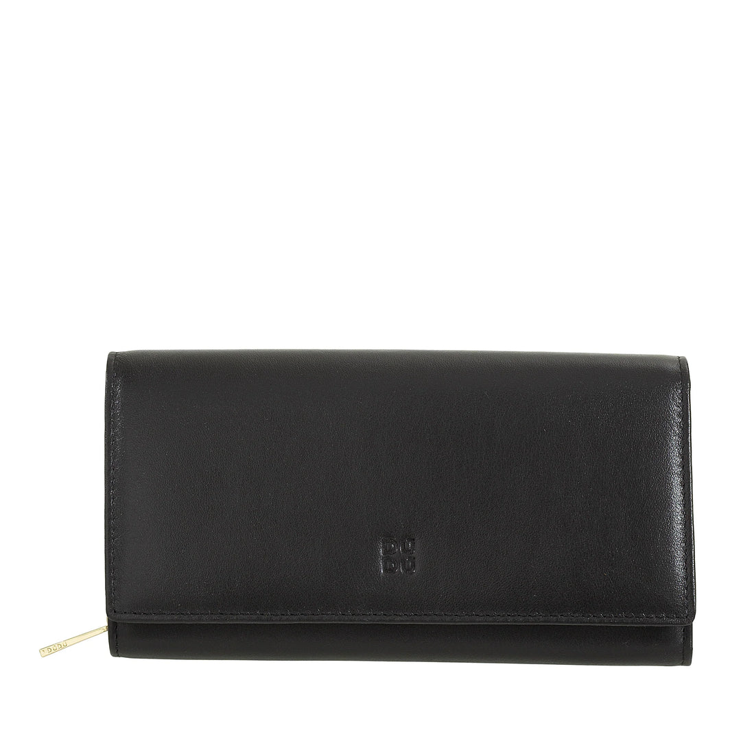 DUDU Portafoglio Donna Pelle RFID Design Colorato Lungo con Portamonete Zip 18 Porta Carte e Chiusura a Bottone