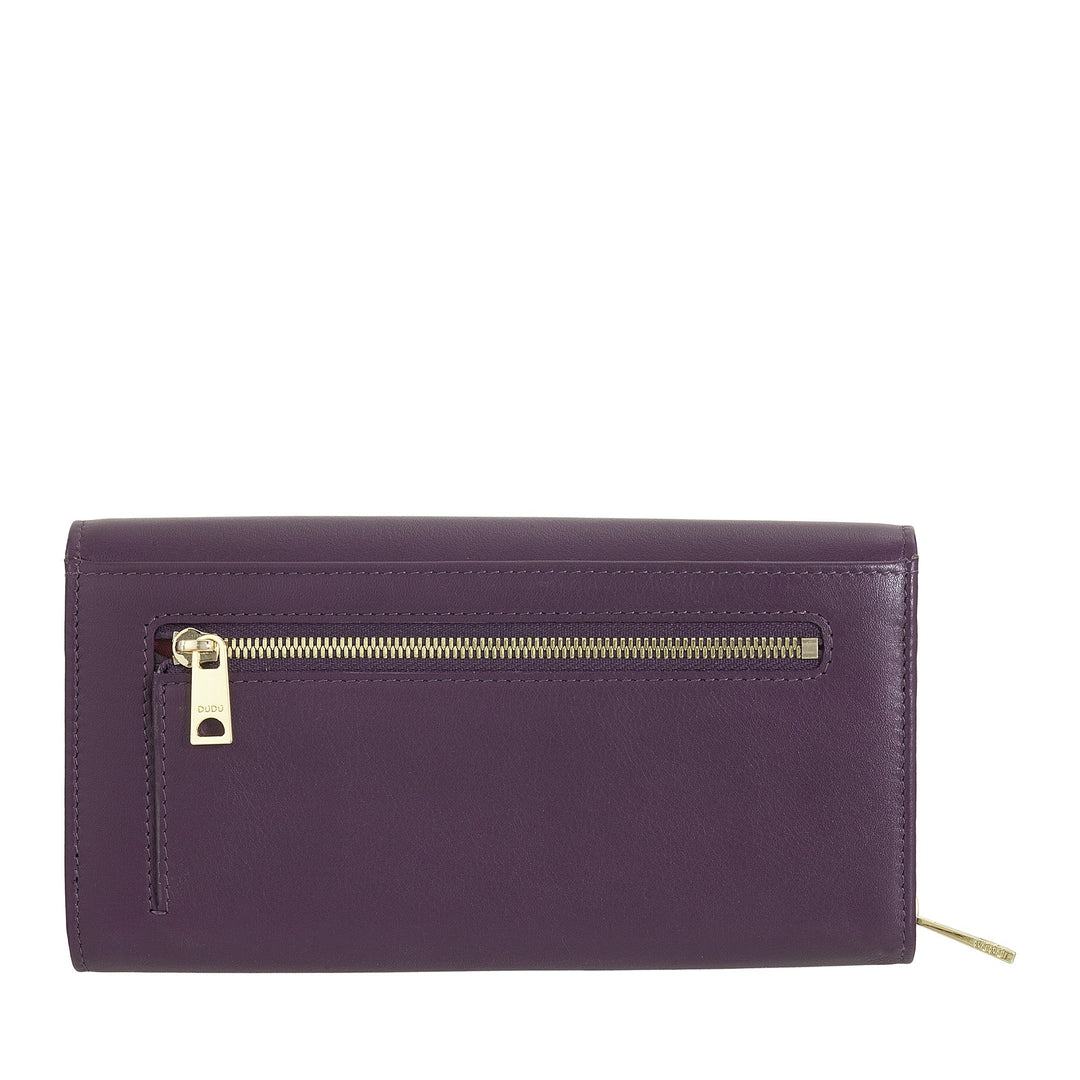 DUDU Portafoglio Donna Pelle RFID Design Colorato Lungo con Portamonete Zip 18 Porta Carte e Chiusura a Bottone