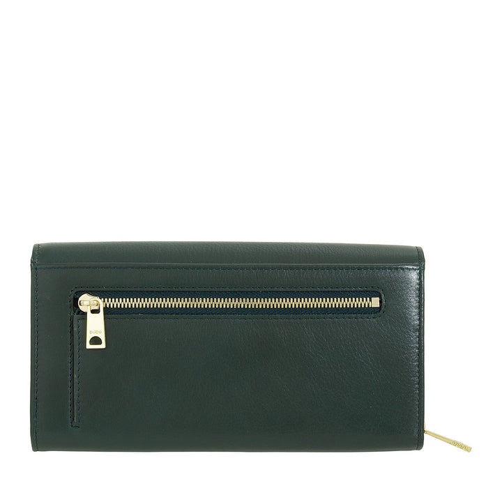 DUDU Portafoglio Donna Pelle RFID Design Colorato Lungo con Portamonete Zip 18 Porta Carte e Chiusura a Bottone
