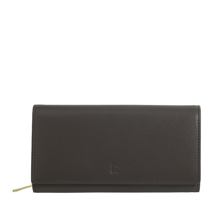 DUDU Portafoglio Donna Pelle RFID Design Colorato Lungo con Portamonete Zip 18 Porta Carte e Chiusura a Bottone