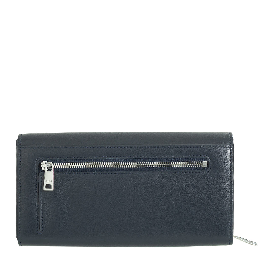 DUDU Portafoglio Donna Pelle RFID Design Colorato Lungo con Portamonete Zip 18 Porta Carte e Chiusura a Bottone