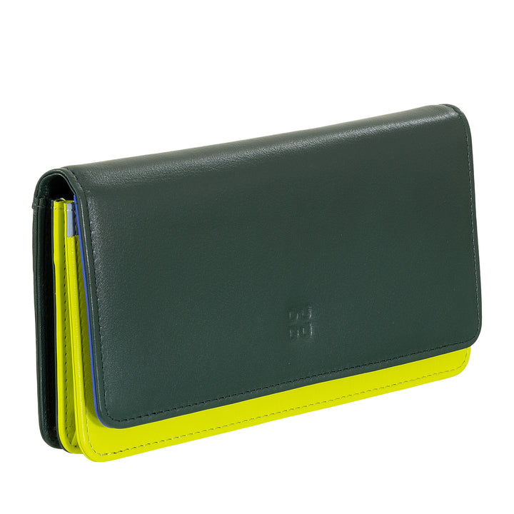 DUDU Große Damenbrieftasche aus mehrfarbigem, weichem Leder mit RFID-Beutel