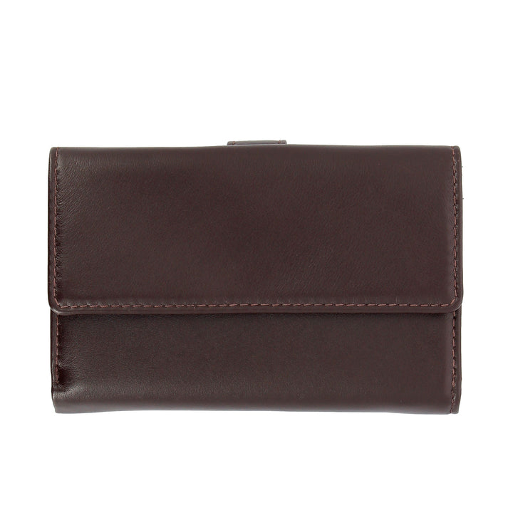 Nuvola Pelle Portafoglio Donna Grande in Pelle Nappa con Bottone Portamonete e 12 Tasche Porta Carte di Credito