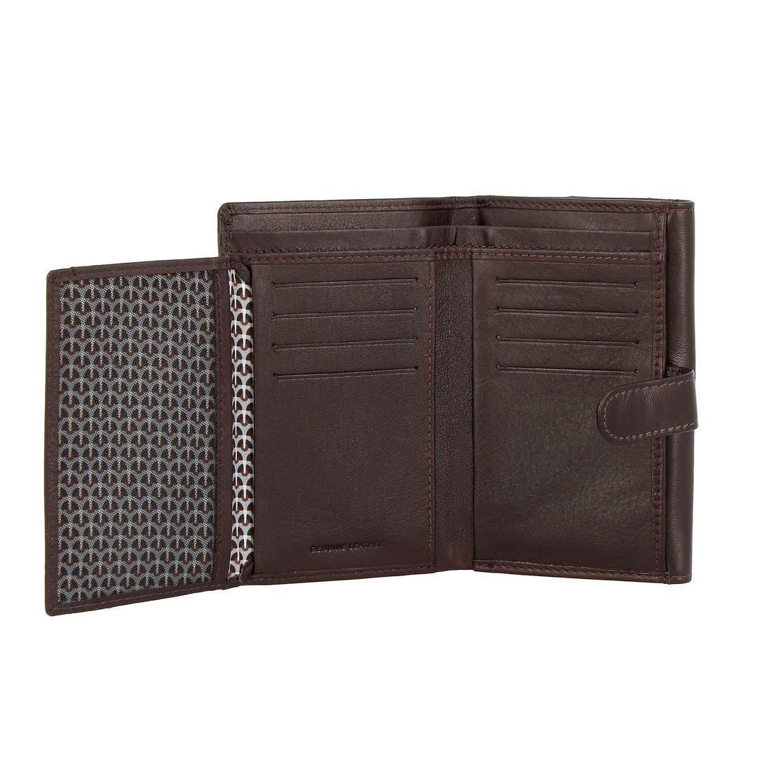 Nuvola Pelle Portafoglio Donna Grande in Pelle Nappa con Bottone Portamonete e 12 Tasche Porta Carte di Credito