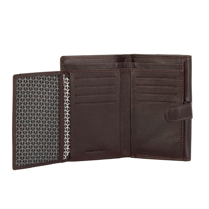 Nuvola Pelle Portafoglio Donna Grande in Pelle Nappa con Bottone Portamonete e 12 Tasche Porta Carte di Credito