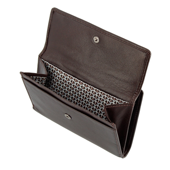 Nuvola Pelle Portafoglio Donna Grande in Pelle Nappa con Bottone Portamonete e 12 Tasche Porta Carte di Credito