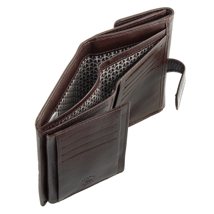 Nuvola Pelle Portafoglio Donna Grande in Pelle Nappa con Bottone Portamonete e 12 Tasche Porta Carte di Credito