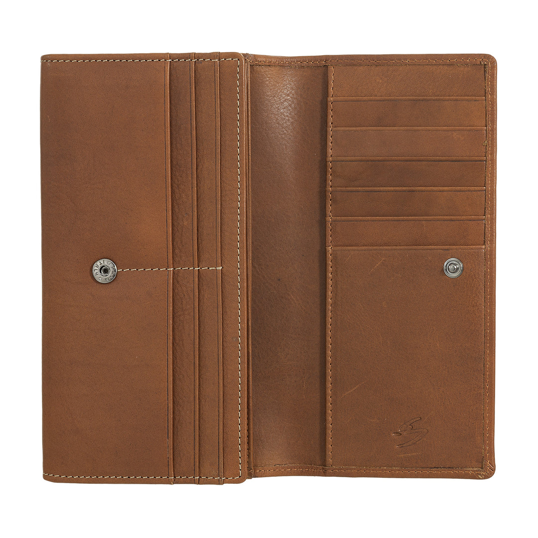 Nuvola Pelle Portafoglio Donna Grande in Pelle – Portamonete e Porta Carte Capiente con Scomparti Multipli ed Elegante Chiusura a Bottone