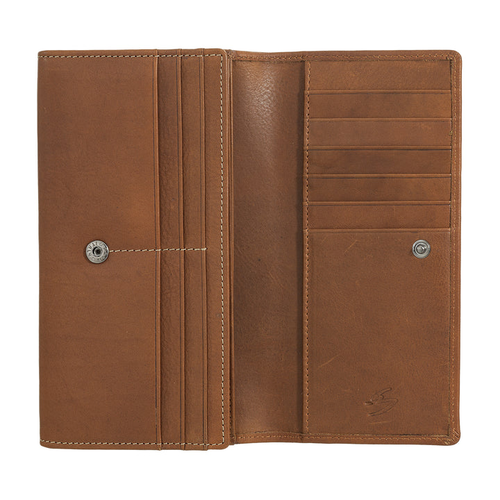 Nuvola Pelle Portafoglio Donna Grande in Pelle – Portamonete e Porta Carte Capiente con Scomparti Multipli ed Elegante Chiusura a Bottone