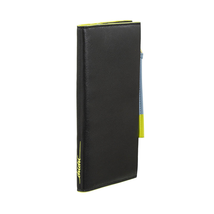 DUDU Portafoglio Donna Grande Slim in Pelle con Zip - Portafogli Lungo Verticale Elegante a Libro con Porta Carte, Tasca Monete con Cerniera e Scomparti per Banconote