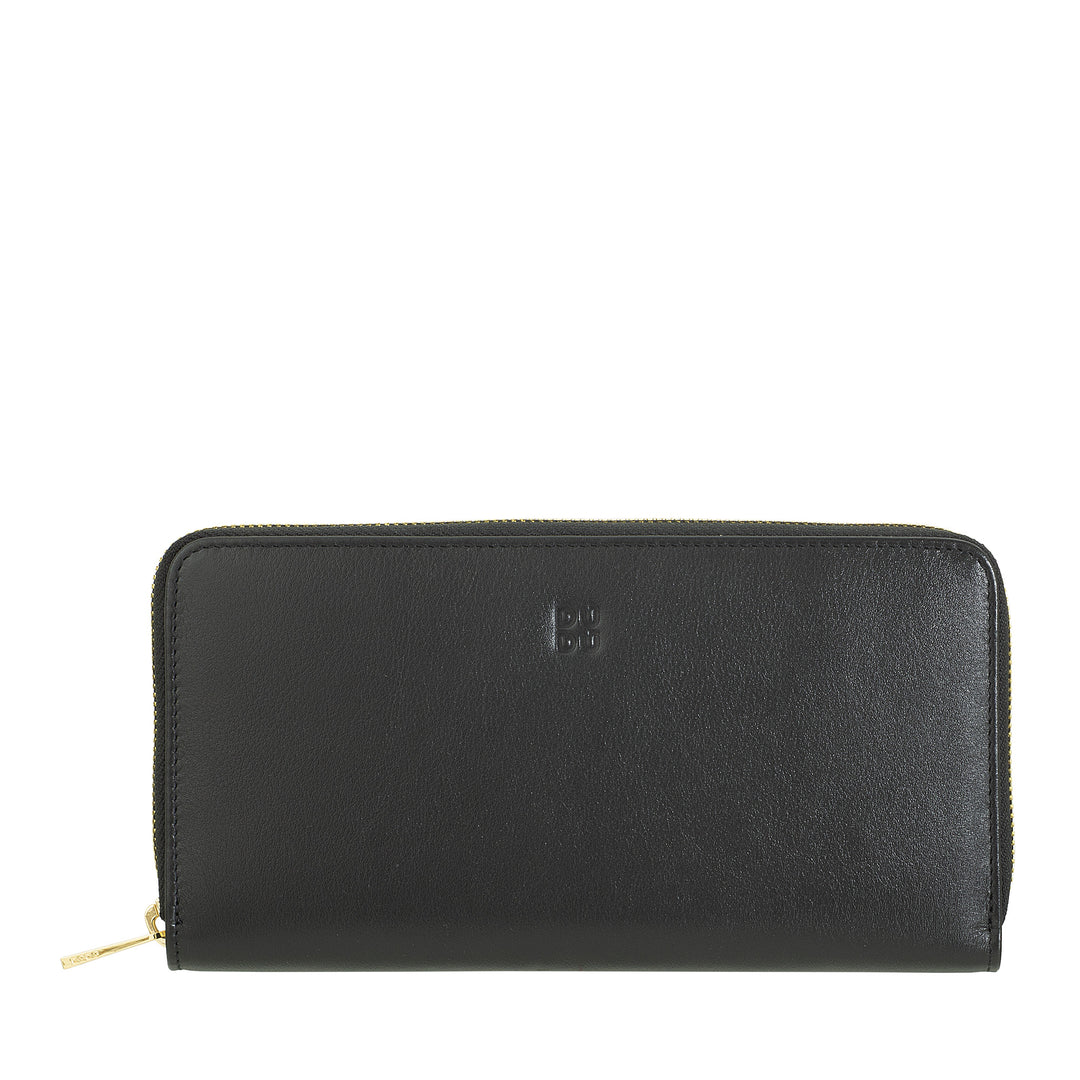DUDU Portafoglio Donna Grande con Cerniera RFID in Pelle Nappa Zip Around 14 Tasche Porta Carte di credito e Portamonete