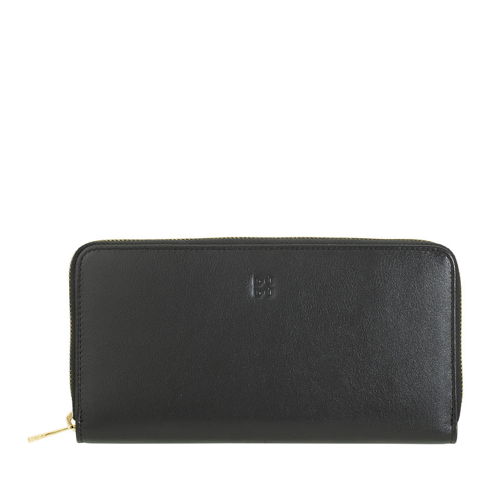 DUDU Portafoglio Donna Grande con Cerniera RFID in Pelle Nappa Zip Around 14 Tasche Porta Carte di credito e Portamonete
